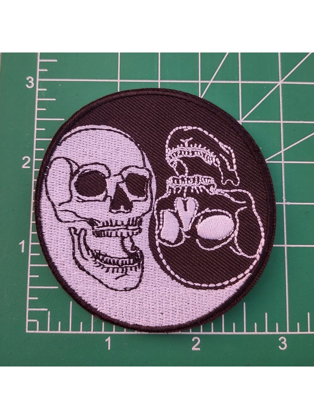 2/$10 Black and White Yin Yang Skull Embroidered Patch